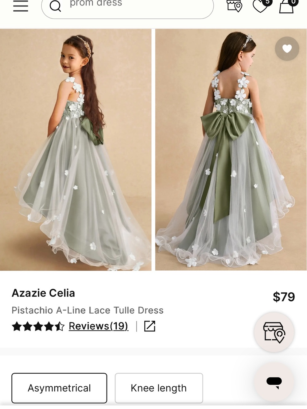 Azazie Kids Pistachio & White Lace Tulle Flower Girl Dress